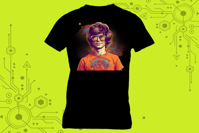 Trendy T-Shirt Alert Embrace Your Love for Futuristic Punk Character Illustration Clipart