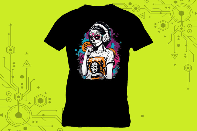 Passion Cyber Punk Lady Clipart for Trendy T-Shirt Designs