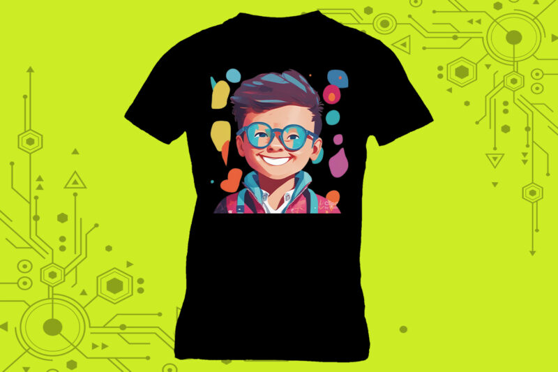 T-Shirt Design Must-Have Cute Cyber Punk Boy Illustration