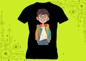 Quirky and Cute Futuristic Punk Character Illustration Clipart for Your T-Shirt