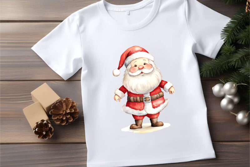 Watercolor Santa Claus. PNG Bundle.