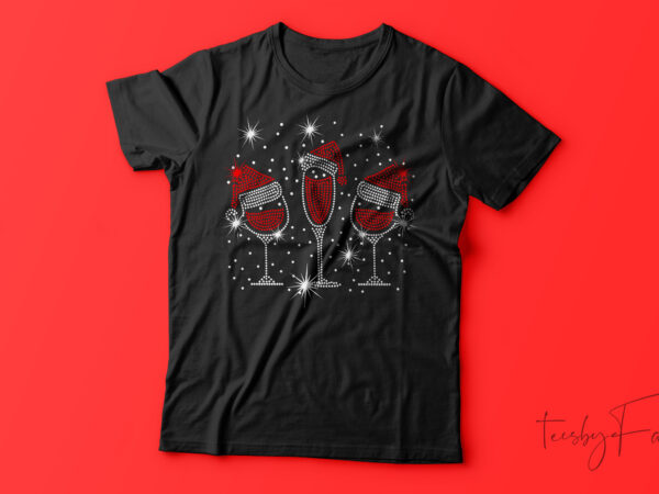 Wine christmas | christmas t-shirt design for sale