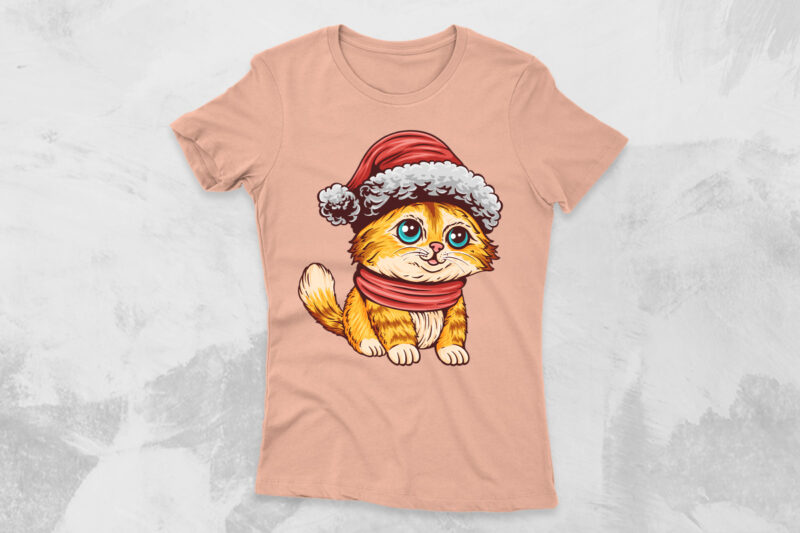 Winter cat cartoon t shirt designs vector bundle