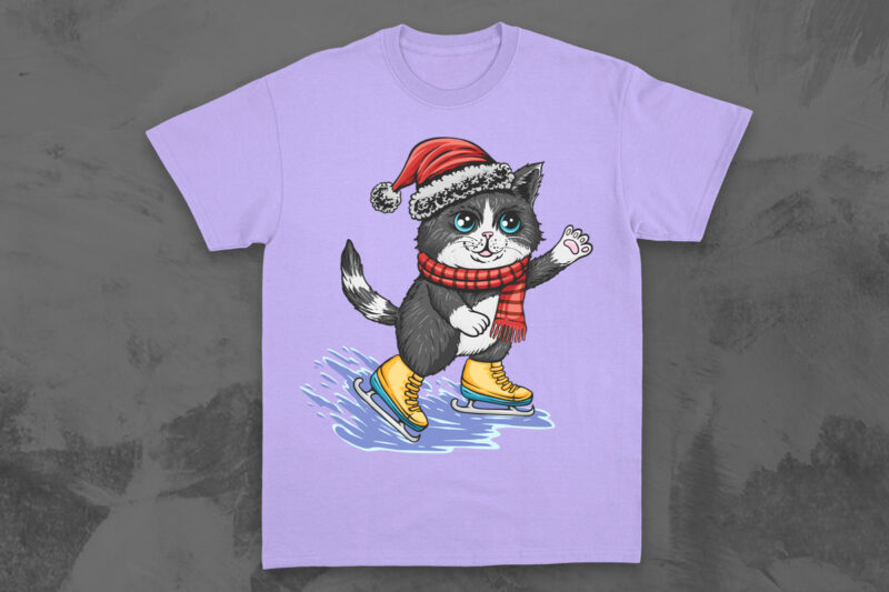 Winter cat cartoon t shirt designs vector bundle