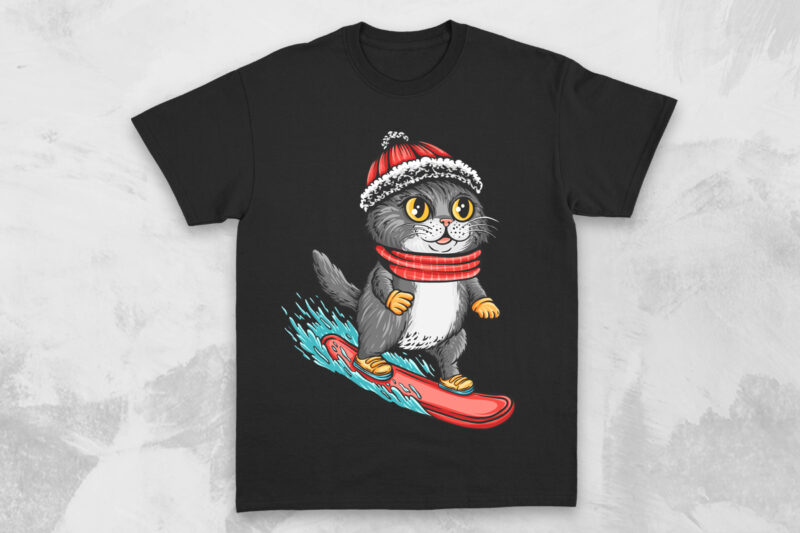 Winter cat cartoon t shirt designs vector bundle