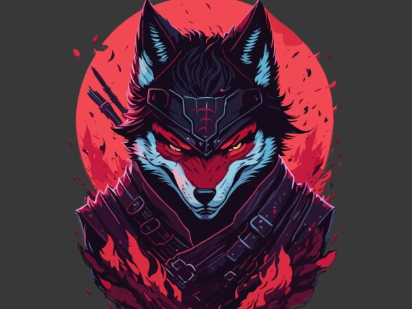 Wolf ninja tshirt design