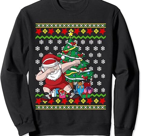 Wrestling ugly christmas dabbing santa wrestler wrestle gift sweatshirt
