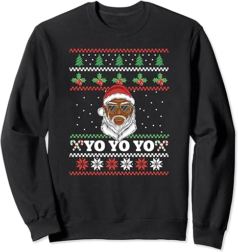 Yo Yo Yo Black Santas Matter African American Ugly Christmas Sweatshirt