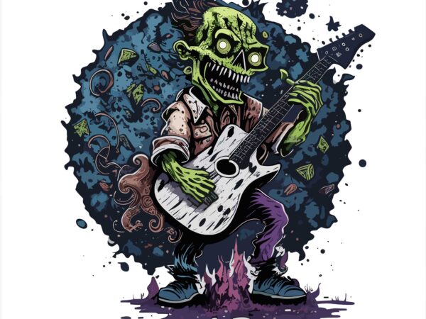 Zombie guitar t shirt graphic design