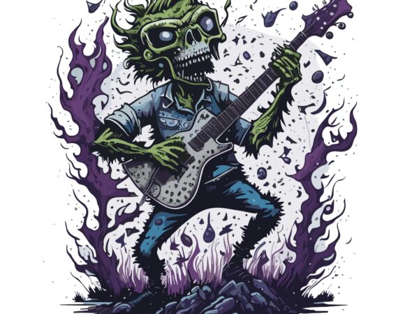 Zombie guitar t shirt graphic design