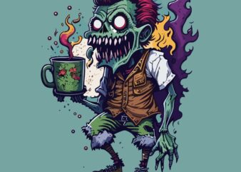Funny Zombie With Coffe