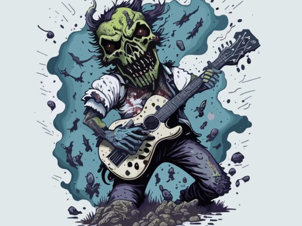Zombie guitar t shirt graphic design