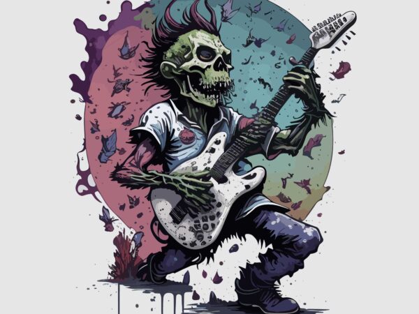 Zombie guitar t shirt graphic design