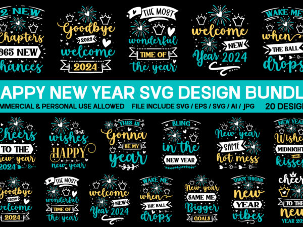 New year t-shirt design bundle