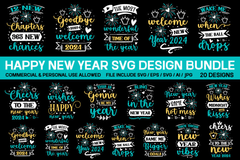 New Year T-shirt Design Bundle