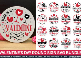 Valentine’s Day Round Sign Svg Bundle ,Valentine’s Svg Bundle t shirt vector art