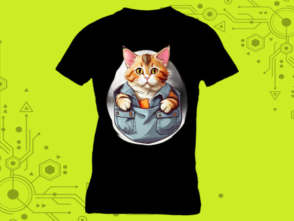 Pocket kitty miniatures crafted exclusively for print on demand websites t shirt illustration