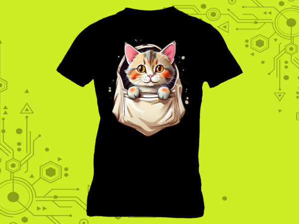 Adorable pocket kitty clipart meticulously crafted for print on demand websites t shirt vector