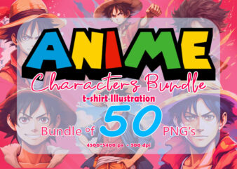 Anime Character 50 Illustration t-shirt design Bundle 4th Version