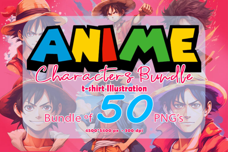 Anime Character 50 Illustration t-shirt design Bundle 4th Version