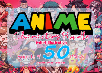 Anime Character Illustration 50 t-shirt design Bundle 5th Version