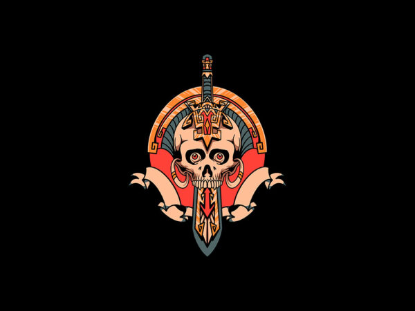 Aztec skull t shirt vector