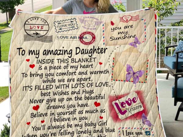 Quotes daughter mom love air mail letters vintage blanket design butterfly floral retro quilting