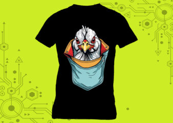Pocket-Sized Chicken tailor-made for Print on Demand websites t shirt illustration