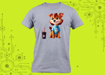 T-Shirt Design Perfection with Coffee Lover Dog Clipart for Print on Demand websites