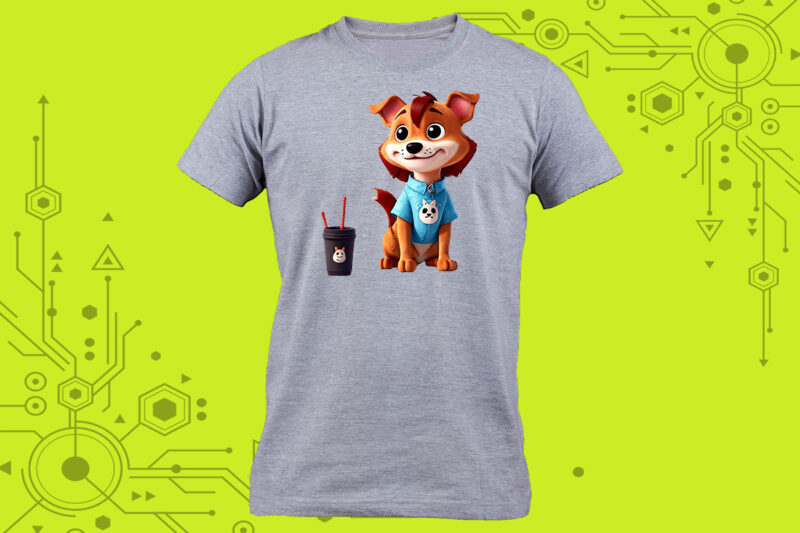 T-Shirt Design Perfection with Coffee Lover Dog Clipart for Print on Demand websites