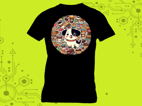 Coffee lover dog clipart for trendy t-shirt designs