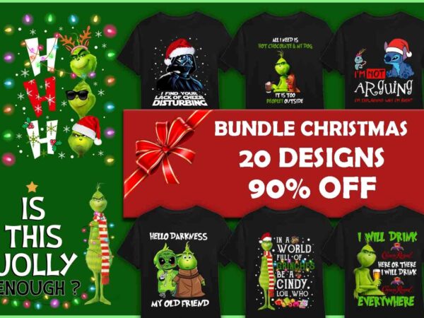 Christmas bundle grinch stitch vader christmas movies charactor 20 designs – 90% off