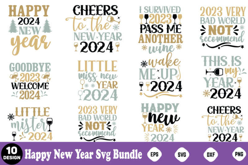 Happy New Year Svg Bundle ,New Year