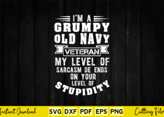 I’m a Grumpy Old Navy Veteran Pride Navy Sarcasm Svg Png Printable Files.