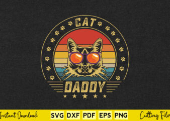 Cat Daddy Vintage Eighties Style Cat Retro Distressed t shirt vector file
