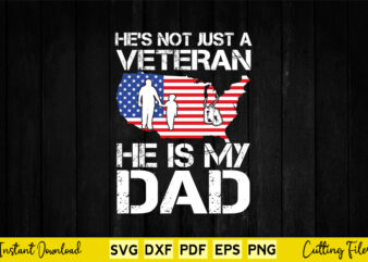 Veteran He Is My DAD American flag Veterans Day Gift Svg Printable Files. t shirt vector art