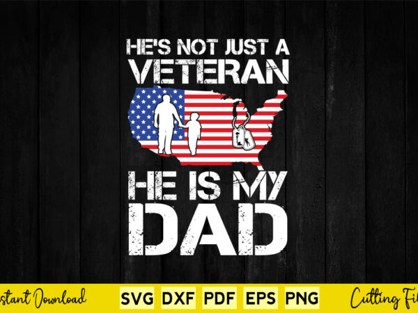 Veteran he is my dad american flag veterans day gift svg printable files. t shirt vector art