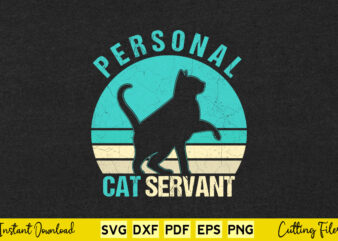 Cat Servant Vintage Retro Sunset Gift Svg Cricut Files. t shirt vector file