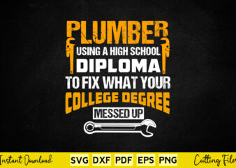 Plumber Funny College Plumbing Joke Svg Cutting Printable Files.