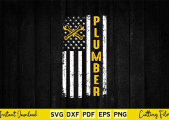 USA American Flag Plumber Plumbers Patriotic Svg Png Printable Files.