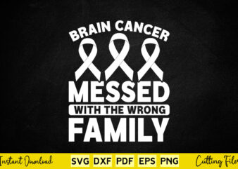 Brain Cancer Messed Wrong Family Brain Cancer Awareness Svg Cutting Files t shirt template