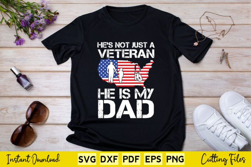 Veteran He Is My DAD American flag Veterans Day Gift Svg Printable Files.