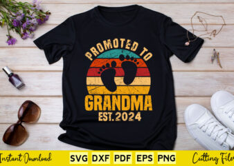 Promoted To Grandma 2024 Vintage Retro Svg Printable Files.