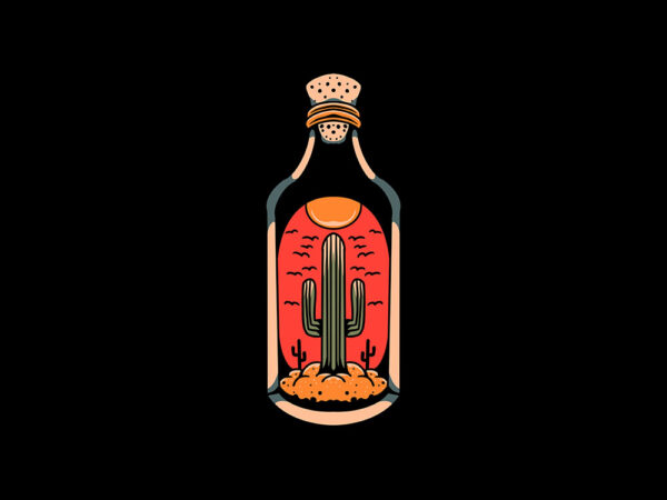 Cactus bottle t shirt vector file