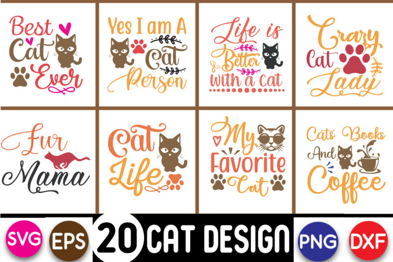 Cat Svg Bundle,Gifts,Cat Silhouette,Crazy Cat Lady Svg,Cat Mama,Kitten Svg, Pet Silhouette,Kitty Svg,Funny Cat Svg,Cat Paw Svg,Cat Head Svg
