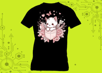 Miniature Kitty Illustrations curated specifically for Print on Demand websites t shirt designs for sale