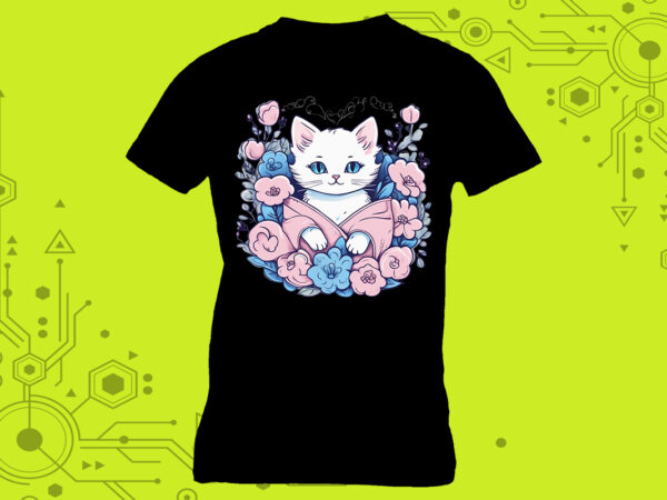 Sweet cat clipart masterpieces meticulously crafted for print on demand websites t shirt template vector Sweet cat clipart masterpieces meticulously crafted for print on demand websites t shirt template vector