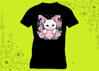 Miniature Kitty Illustrations curated specifically for Print on Demand websites t shirt designs for sale