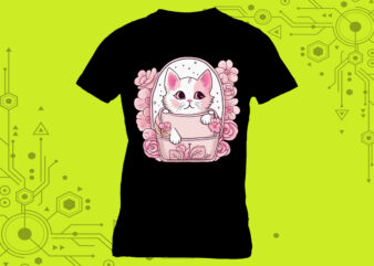 Pocket Kitty Miniatures crafted exclusively for Print on Demand websites t shirt illustration