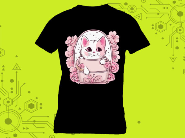 Pocket kitty miniatures crafted exclusively for print on demand websites t shirt illustration